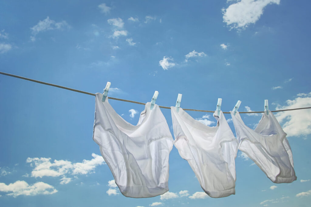 photo of underwear hanging on clothesline